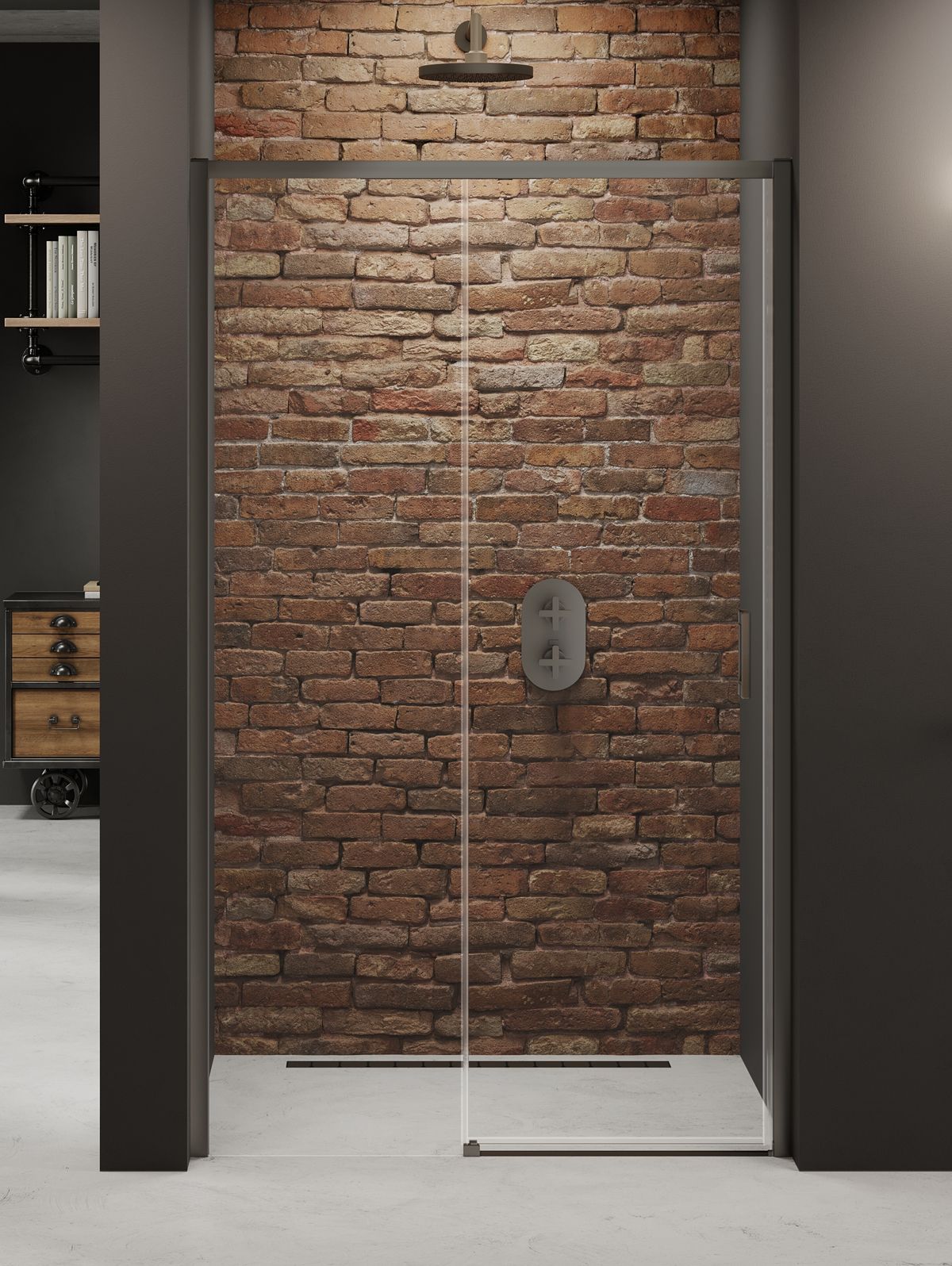 New Trendy Prime Gunmetal Brushed drzwi prysznicowe 160 cm rozsuwane gunmetal szczotkowany/szkło przezroczyste D-0898A