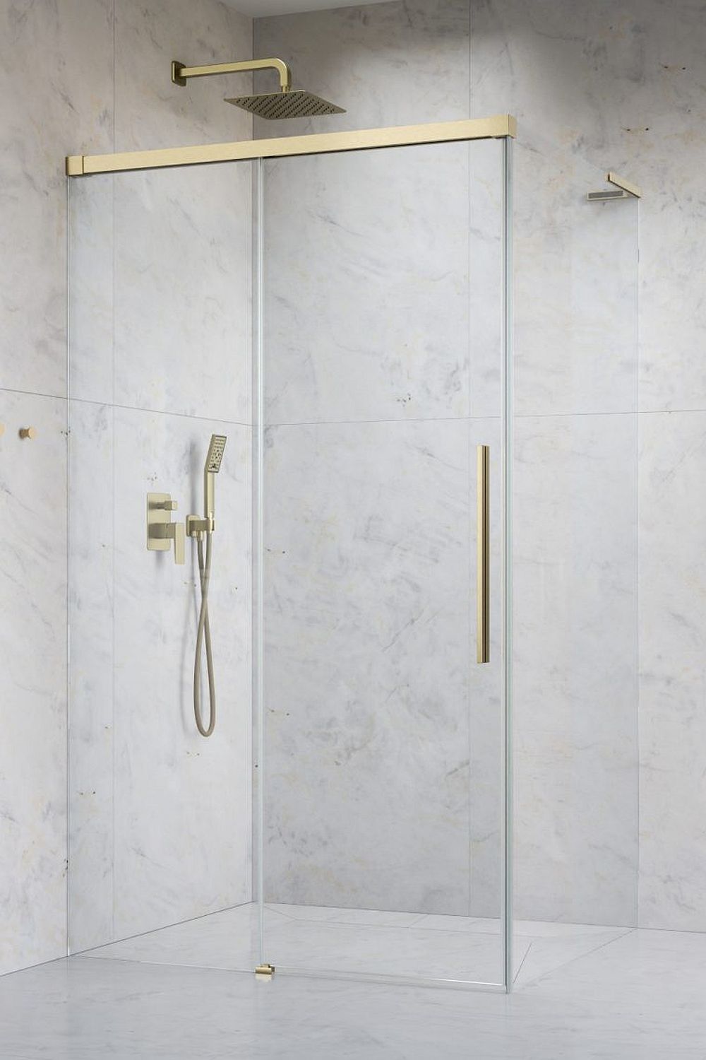 Radaway Idea 8 Brushed Gold QL KDJ drzwi prysznicowe 56,7 cm rozsuwane złoty szczotkowany/szkło przezroczyste 10550567-99-01L