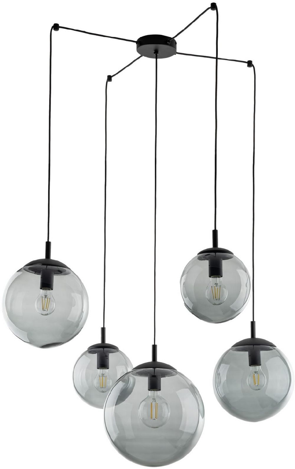 TK Lighting Esme lampa wisząca 5x15W czarny/grafitowy 5382