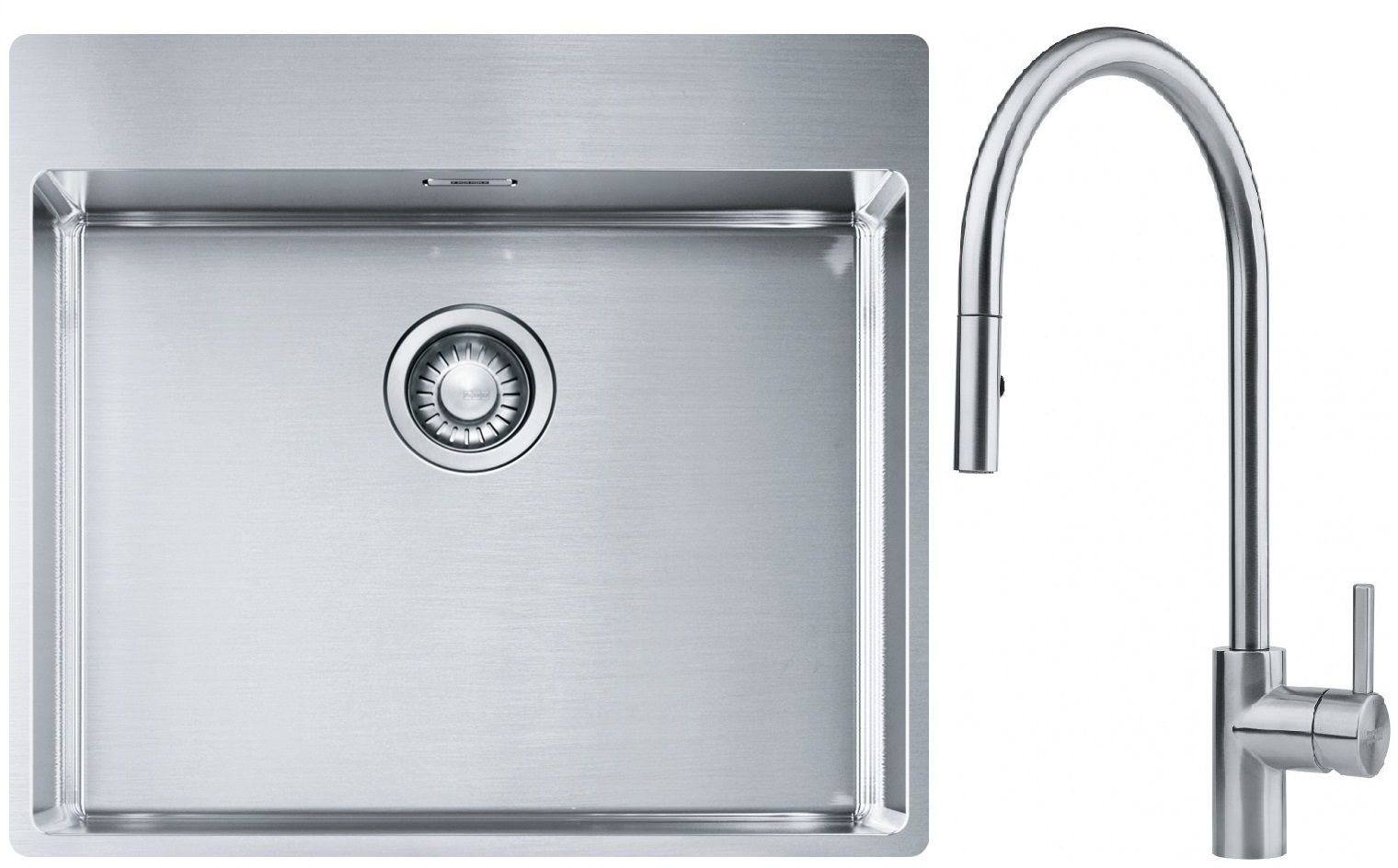 Franke Box BXX 210-54 TL zlewozmywak 57x51 cm stalowy z baterią kuchenną Eos stal szlachetna (1270369295, 1150590045) - Wysyłka w 24h