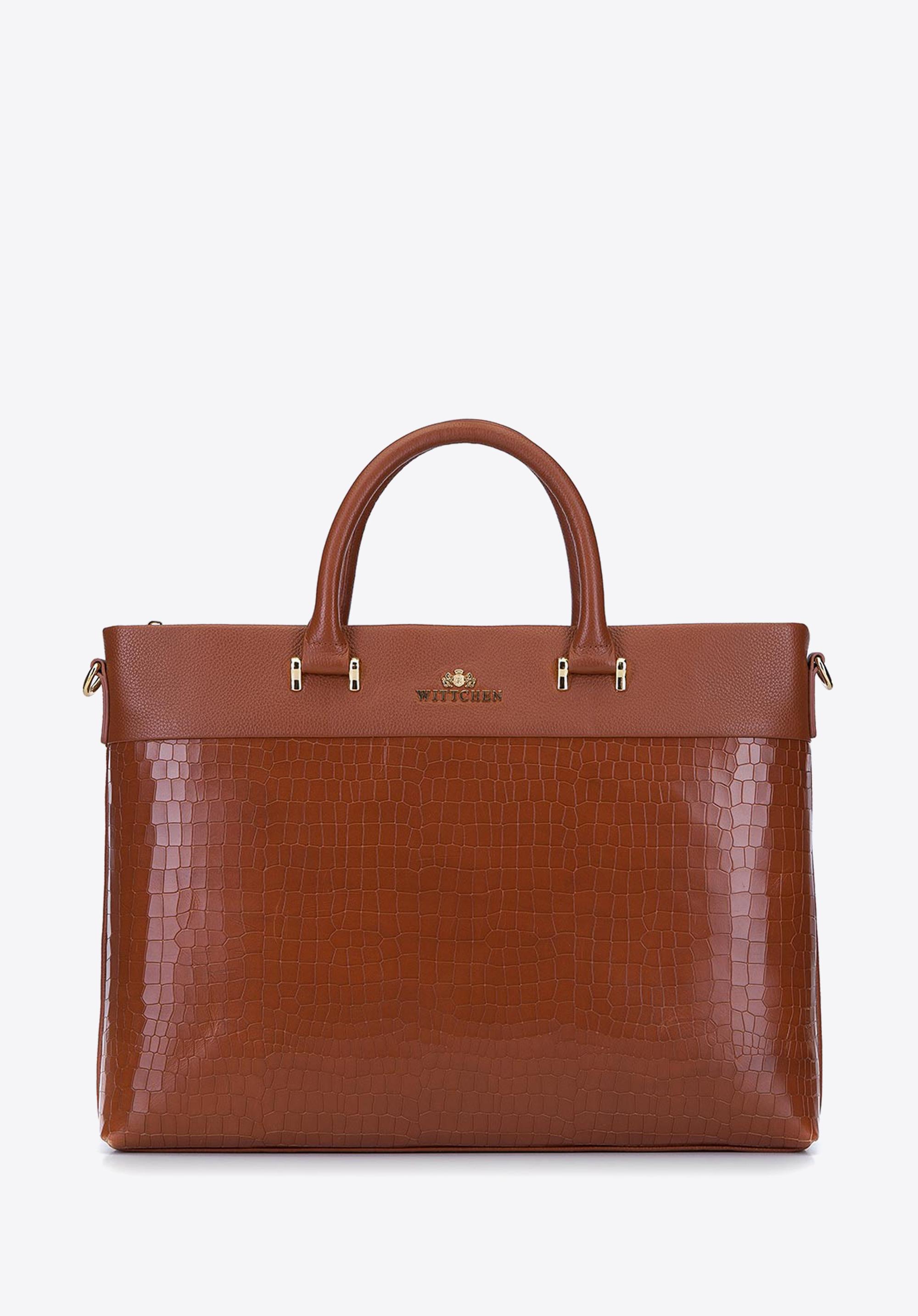 Damska torba na laptopa 13" z frontem ze skóry croco