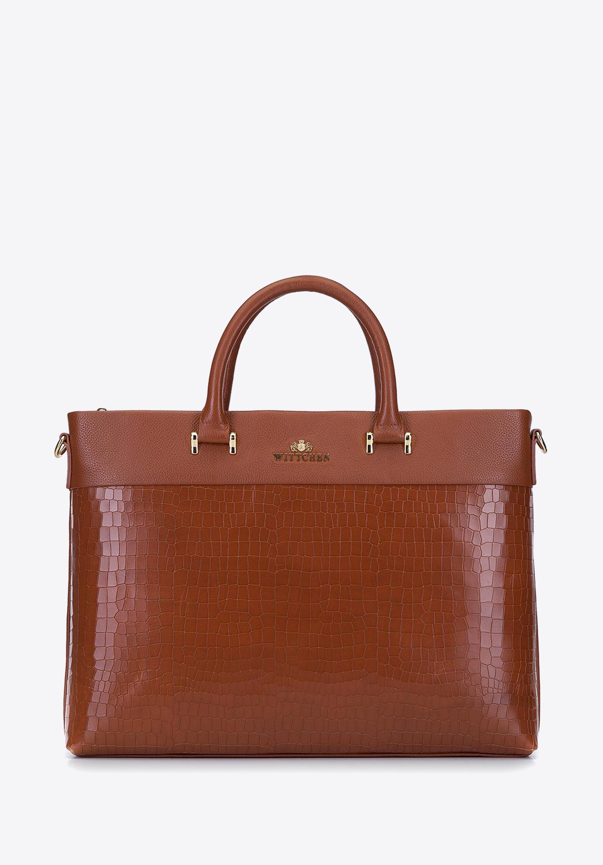 Damska torba na laptopa 13" z frontem ze skóry croco