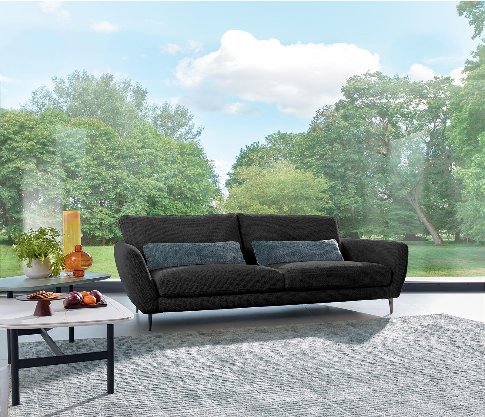 Sofa tapicerowana antracyt Saint Germain mała
