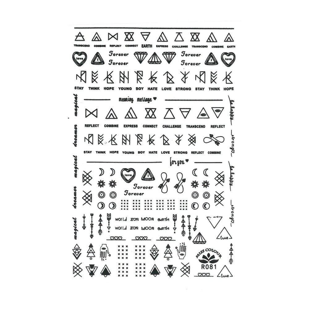 Naklejki do paznokci cienkie geometryczne R081 czarne