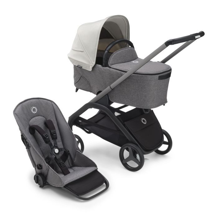 Bugaboo Dragonfly - wózek głęboko-spacerowy 2w1-Graphite-Misty White-Grey Melange
