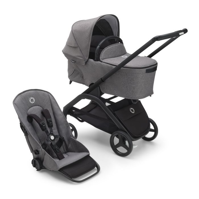 Bugaboo Dragonfly - wózek głęboko-spacerowy 2w1-Black-Grey Melange-Grey Melange