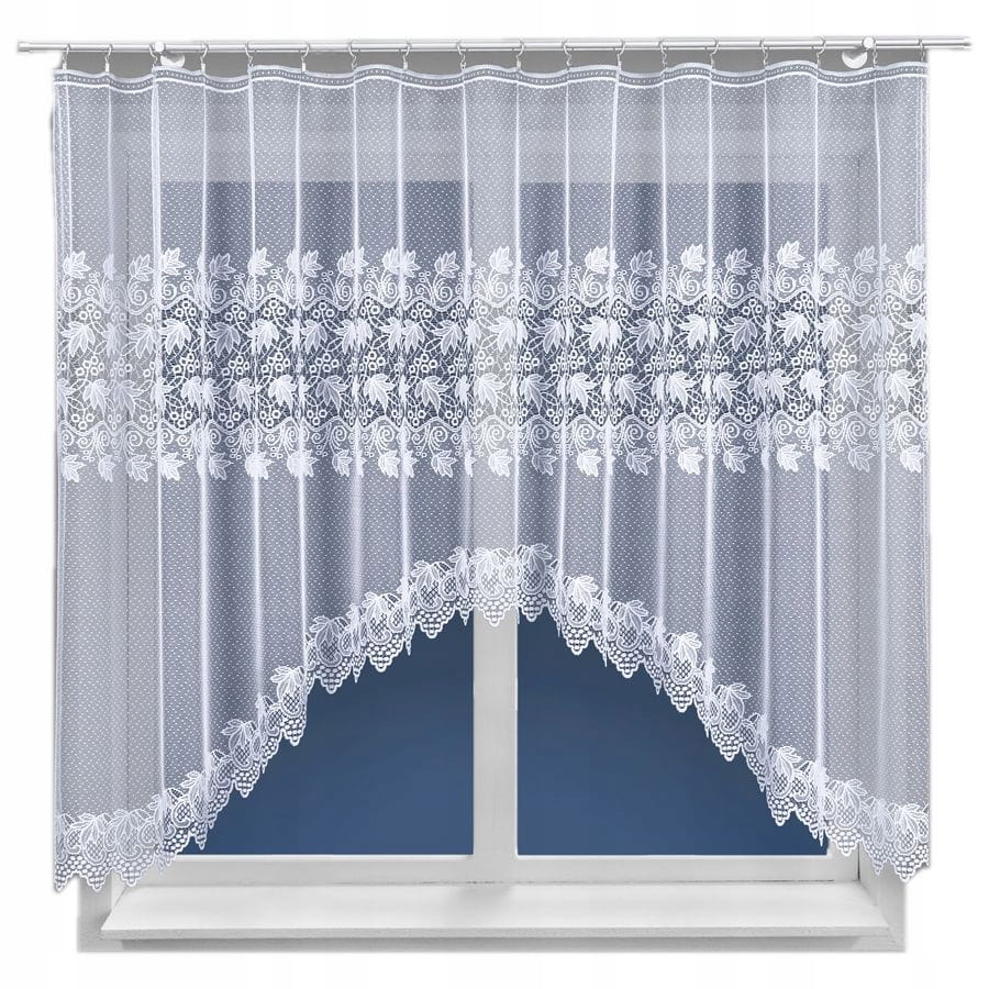Firana gotowa 160x310 cm biała z żakardu Elżbieta FIRANKA DO POKOJU KUCHNI