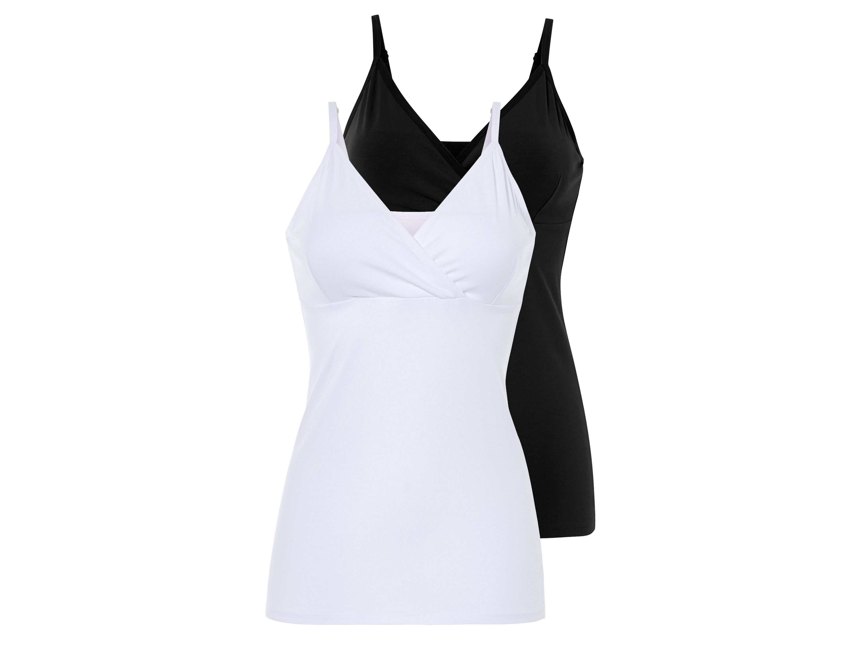 esmara Topy damskie do karmienia z bawełny organicznej, 2 sztuki Xl48/50, Czarny/ biały