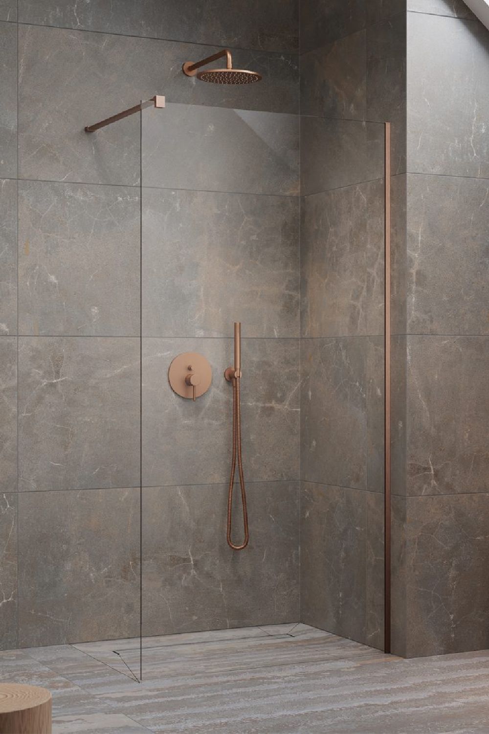 Darmowa Dostawa - Ścianka prysznicowa walk-in 80 cm miedź szczotkowany/szkło przezroczyste Radaway Modo New II 3890849301