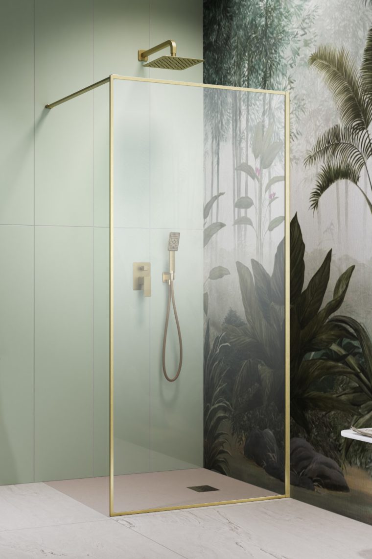 Darmowa Dostawa - Ścianka prysznicowa walk-in 130 cm złoty szczotkowany/szkło przezroczyste Radaway Modo F Brushed Gold II 104091349901
