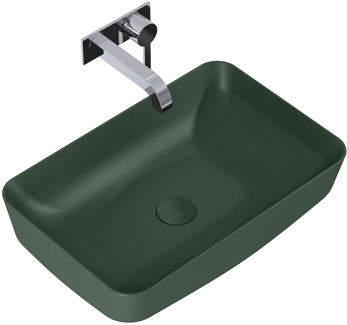 Darmowa Dostawa - Umywalka 50x39 cm prostokątna nablatowa zielona Elita Nomia RE040500057010