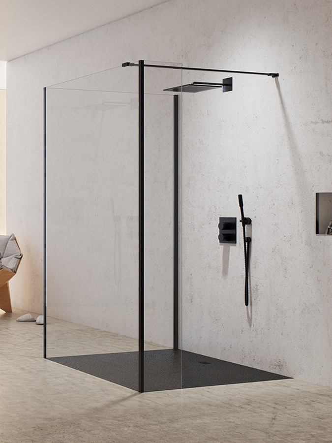 Darmowa Dostawa - Ścianka prysznicowa walk-in 80 cm czarny mat/szkło przezroczyste New Trendy New Modus Black EXK0078
