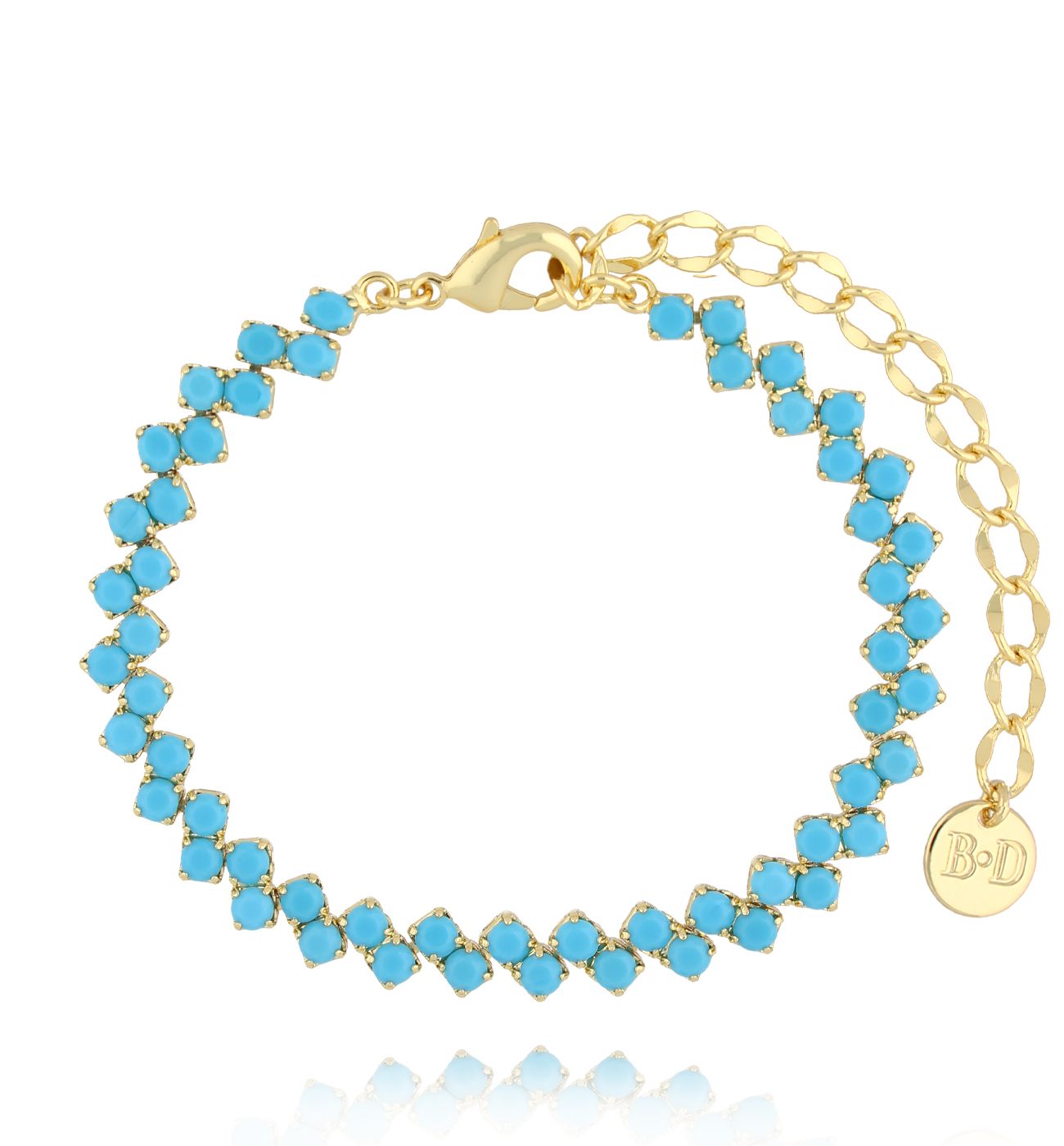Bransoletka turkusowa z kryształkami Aqua Gem BSS0193 - By Dziubeka