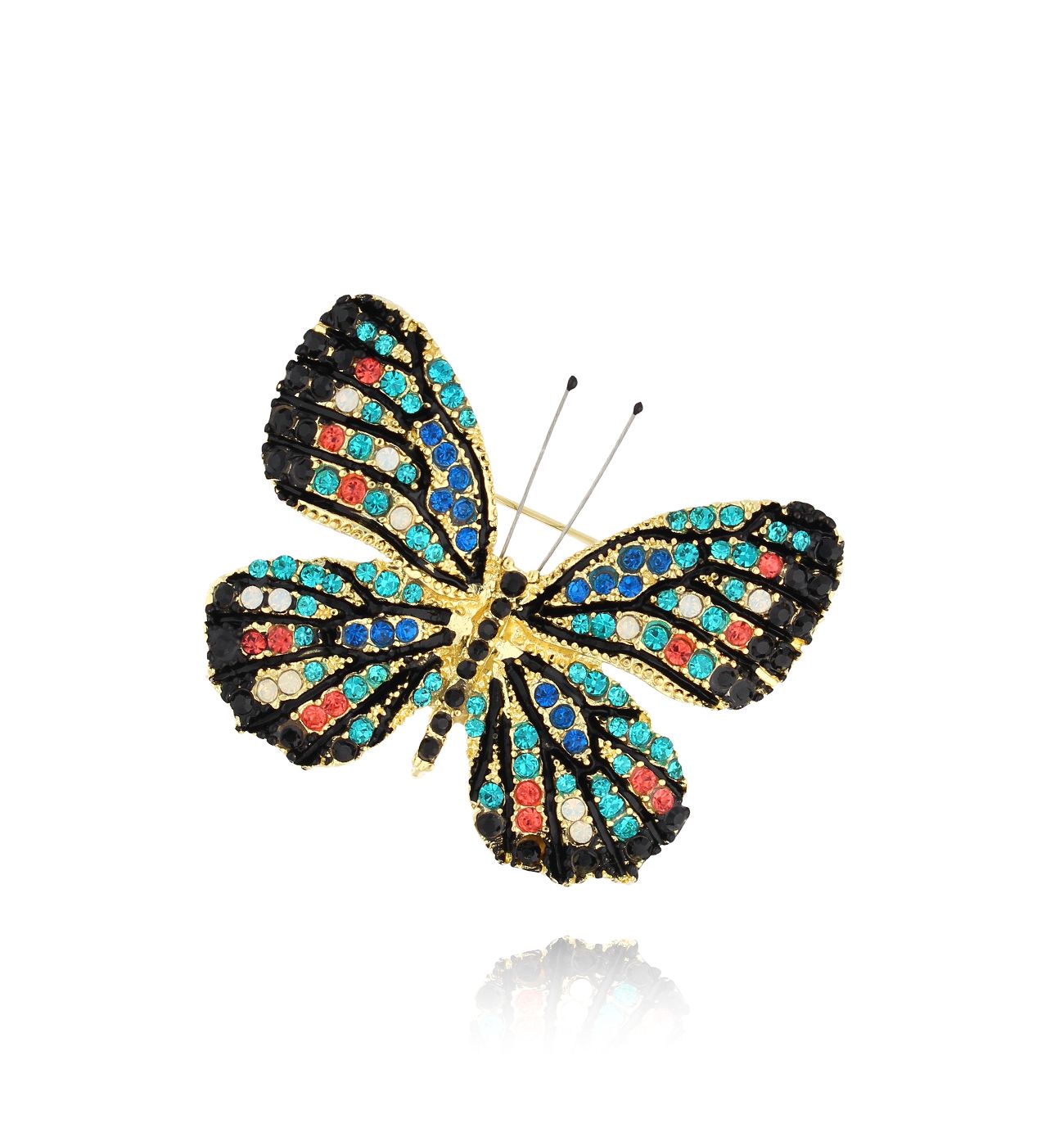 Broszka z kolorowym motylem Papillon BRPI0007 - By Dziubeka
