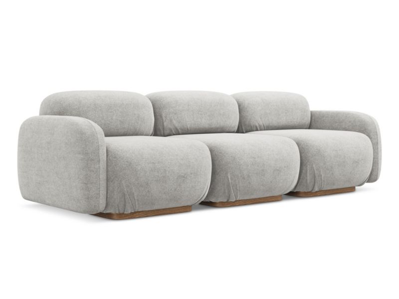 4-osobowa kanapa modułowa Makamii Ailani z tkaniny bouclé 270x95 cm srebrny 1 szt.