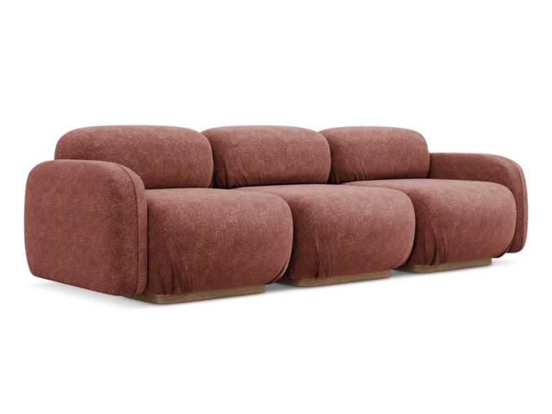 4-osobowa kanapa modułowa Makamii Ailani z tkaniny szenilowej 270x95 cm brudny róż 1 szt.
