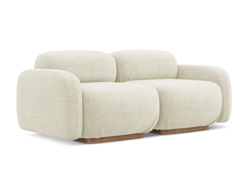 3-osobowa kanapa modułowa Makamii Ailani z tkaniny bouclé 190x95 cm biały 1 szt.