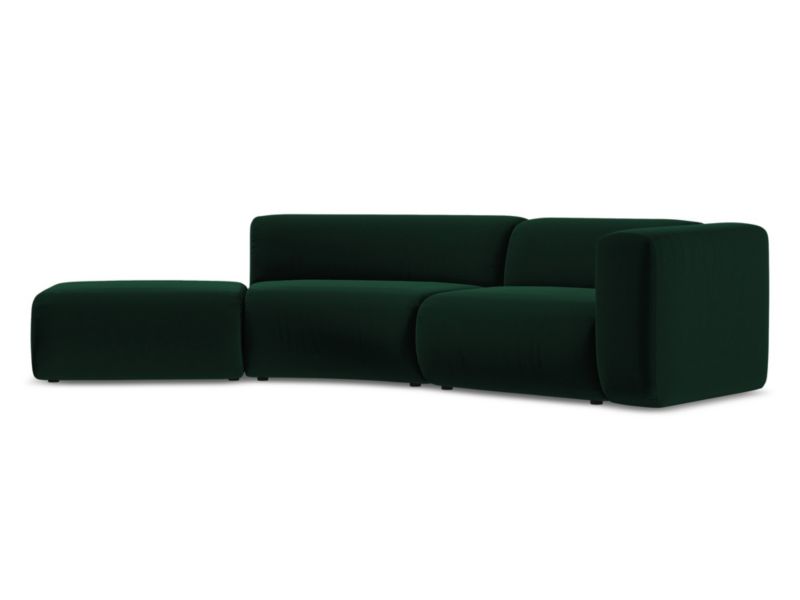 4-osobowa kanapa modułowa lewa Makamii Ekahi z tkaniny welwetowej 335x166 cm butelkowa zieleń 1 szt.