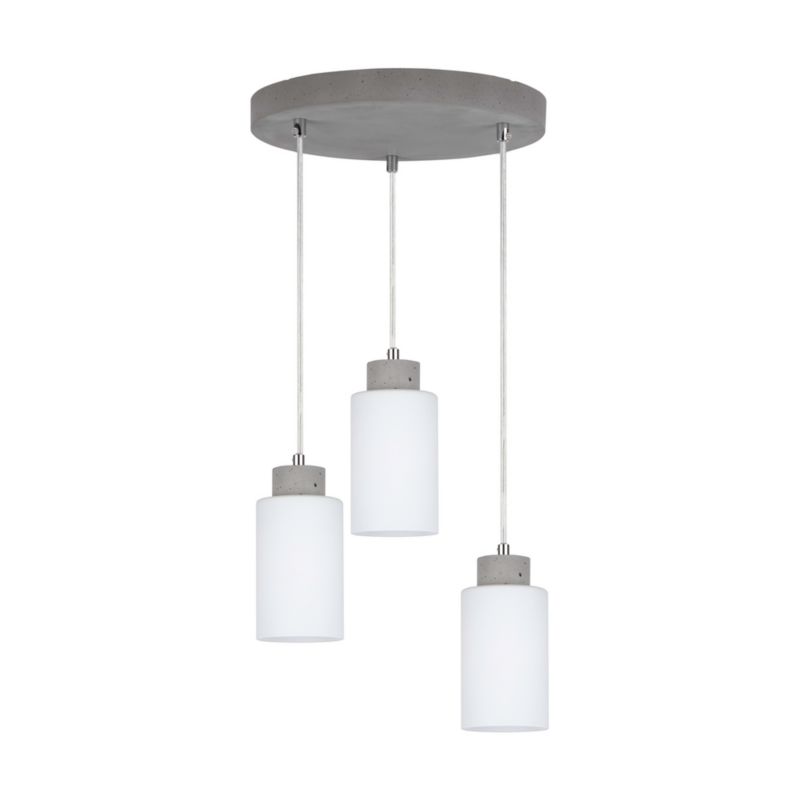 Lampa Wisząca SPOT Light 3xE27 Max.60W Klasyczny Szary Beton z Białym Szkłem, Polski Producent, 1 szt.