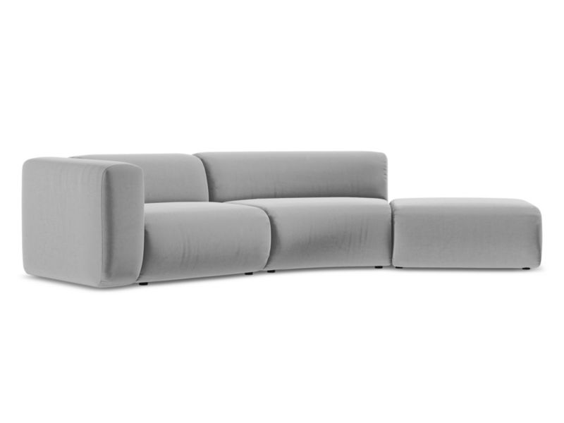 4-osobowa kanapa modułowa prawa Makamii Ekahi z tkaniny welwetowej 335x166 cm szary 1 szt.