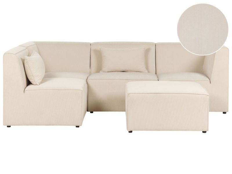 Sofa z ottomaną Lemvig Jasnobeżowy Prawostronny 1 kpl