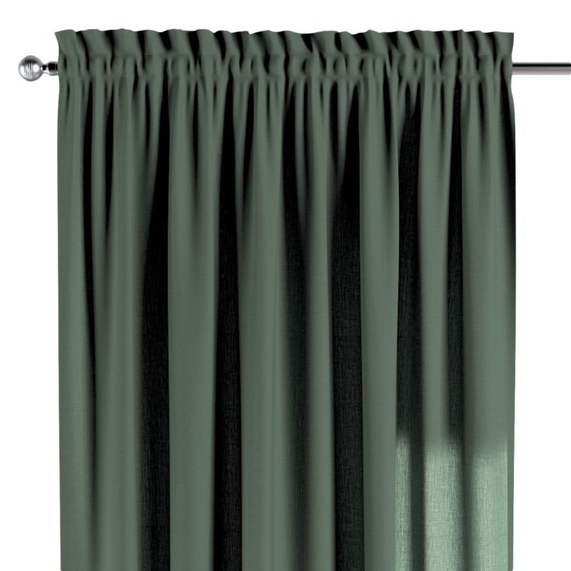Zasłona na kanale z grzywką 1 szt. 130 x 260 cm Dekoria zgaszony zielony 1 szt.