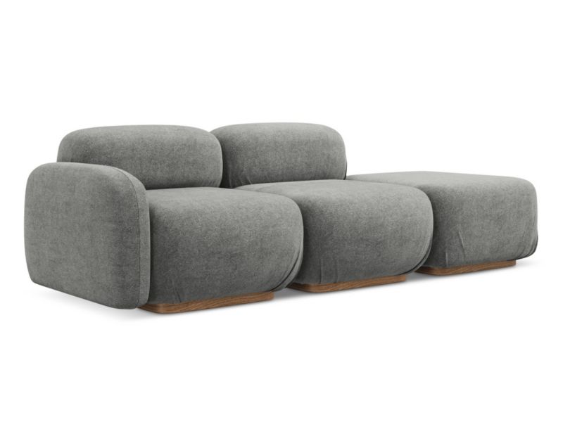 3-osobowa kanapa modułowa prawa Makamii Ailani z tkaniny bouclé 258x95 cm szary beż 1 szt.