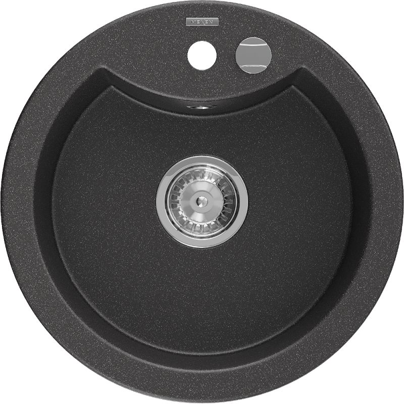 Zlewozmywak wpuszczany Mexen Diego 1-komorowy czarny/srebrny metalik 488 x 480 mm - 6512481000-73-G 1 szt.