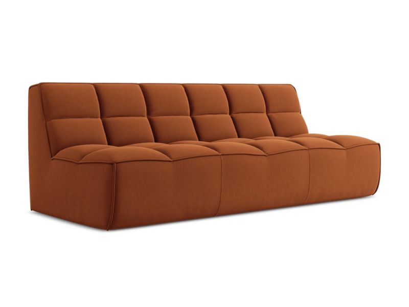3-osobowa kanapa modułowa Makamii Kalai z tkaniny welwetowej 210x93 cm terakota 1 szt.