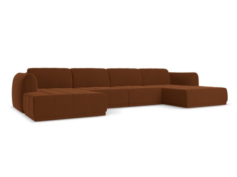 Sofa panoramiczna Makamii Hoku z tkaniny welwetowej 370x170 cm terakota 1 szt.