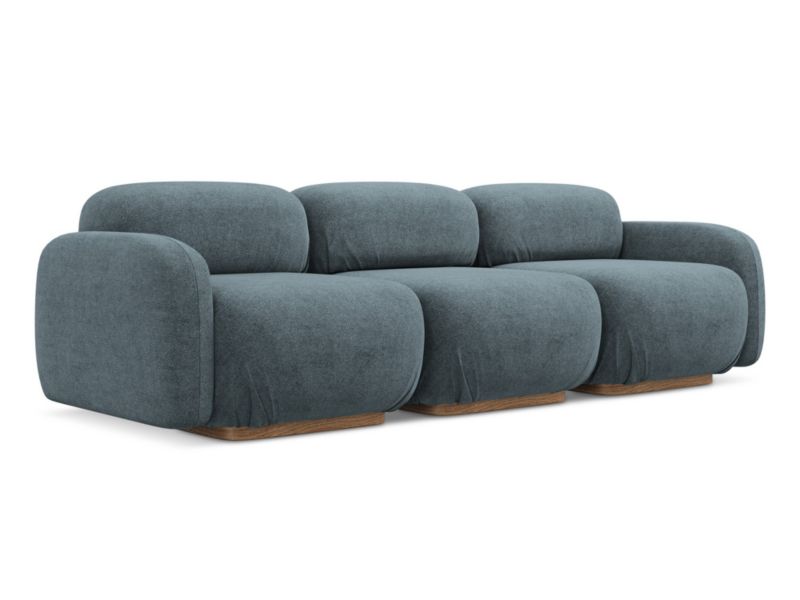 4-osobowa kanapa modułowa Makamii Ailani z tkaniny bouclé 270x95 cm jeans 1 szt.