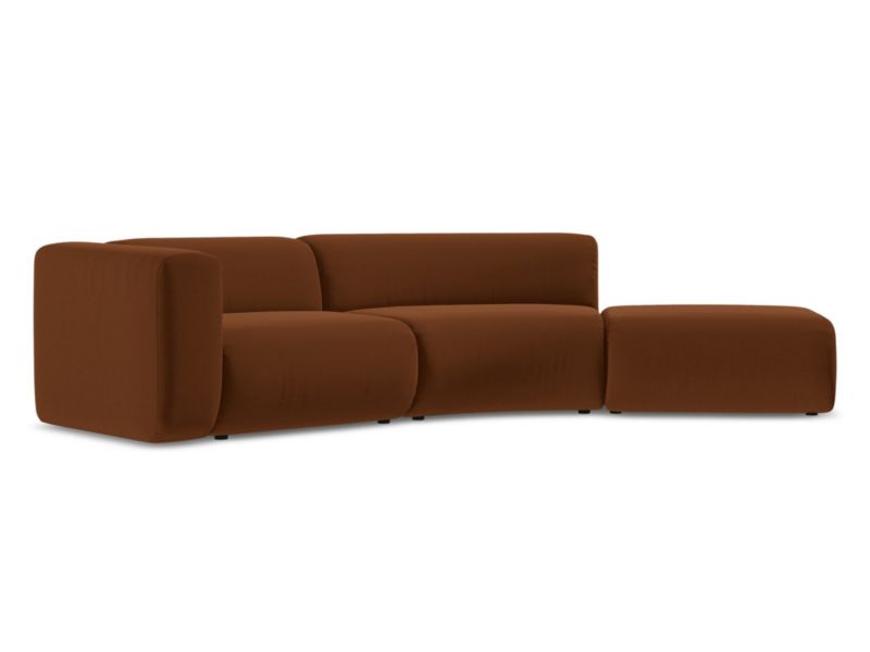 4-osobowa kanapa modułowa prawa Makamii Ekahi z tkaniny welwetowej 335x166 cm terakota 1 szt.