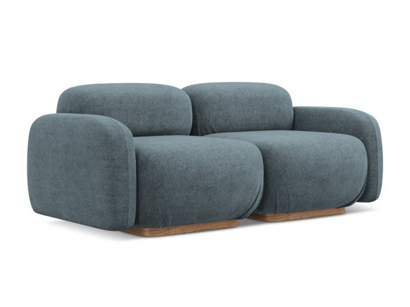 3-osobowa kanapa modułowa Makamii Ailani z tkaniny bouclé 190x95 cm jeans 1 szt.