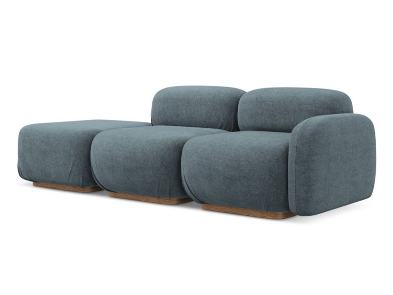 3-osobowa kanapa modułowa lewa Makamii Ailani z tkaniny bouclé 258x95 cm jeans 1 szt.