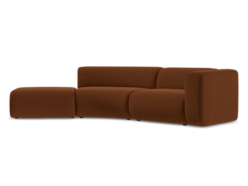 4-osobowa kanapa modułowa lewa Makamii Ekahi z tkaniny welwetowej 335x166 cm terakota 1 szt.