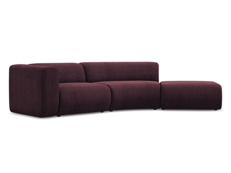 4-osobowa kanapa modułowa prawa Makamii Ekahi z tkaniny szenilowej 335x166 cm bordo 1 szt.