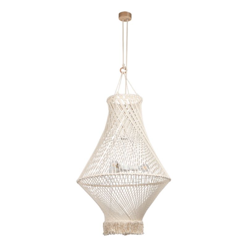 Drewniana Lampa Wisząca SPOT Light 3xE27 15W LED Dąb Olejowany FSC w Połączeniu z Bawełnianym Plecionym Sznurkiem 1 szt.