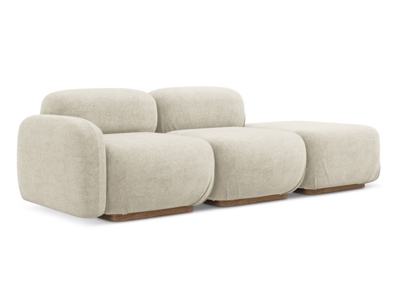 3-osobowa kanapa modułowa prawa Makamii Ailani z tkaniny bouclé 258x95 cm jasny beż 1 szt.