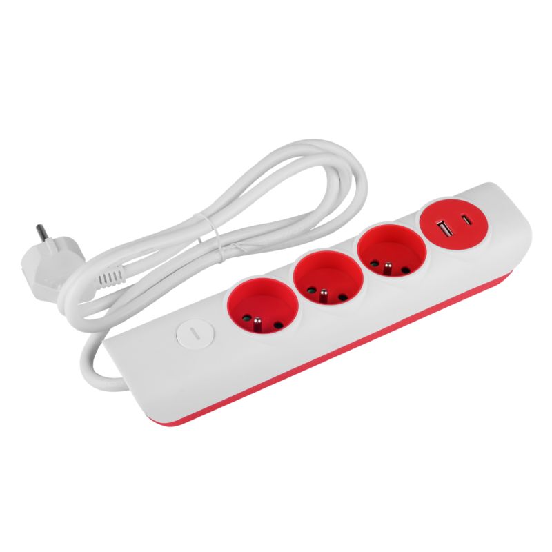 Przedłużacz Germina 3gniazda+ USB-A + USB-C 1,4m + wyłącznik 1szt.
