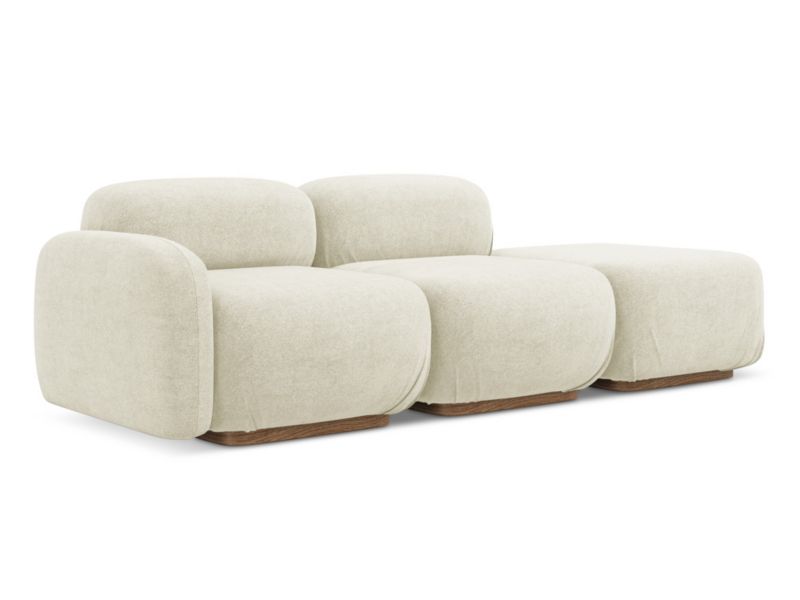 3-osobowa kanapa modułowa prawa Makamii Ailani z tkaniny bouclé 258x95 cm biały 1 szt.
