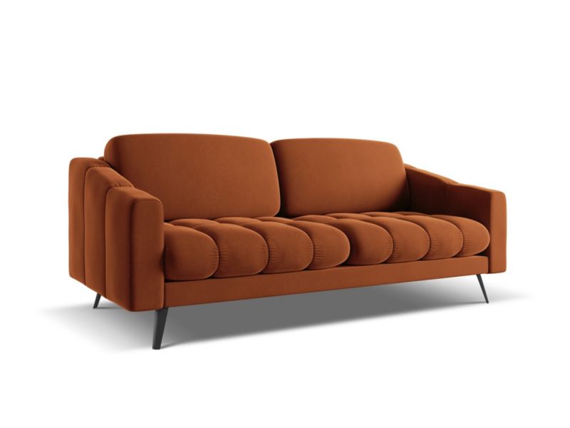 Kanapa 3-osobowa Makamii Nalu z tkaniny welwetowej 202x95 cm terakota 1 szt.