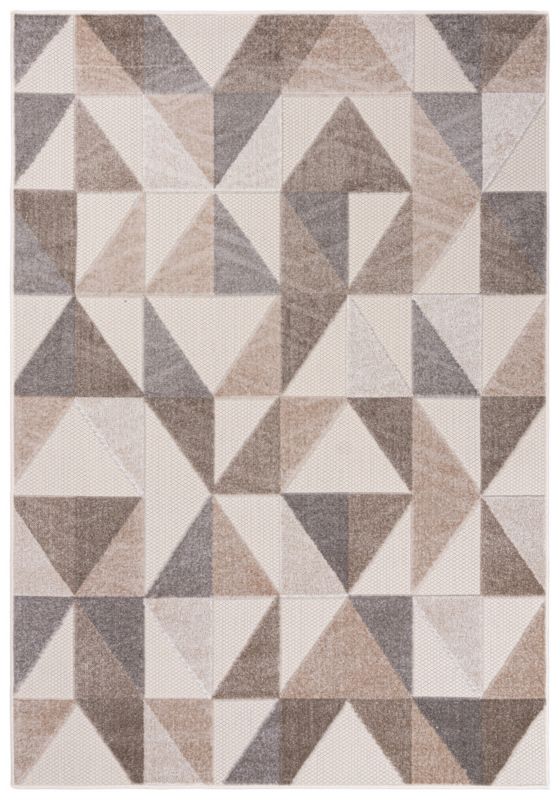 Dywan wewnętrzny/ zewnętrzny Aventura EC96E prostokąt 160 x 230 cm beżowy, kremowy nowoczesny wzór geometryczny krótki włos 1 szt.