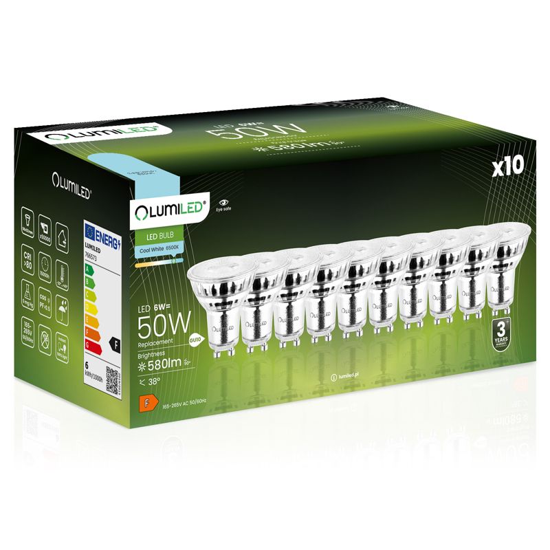 Żarówka LED LUMILED GU10 6W 580lm 6500K 38st 10 szt.