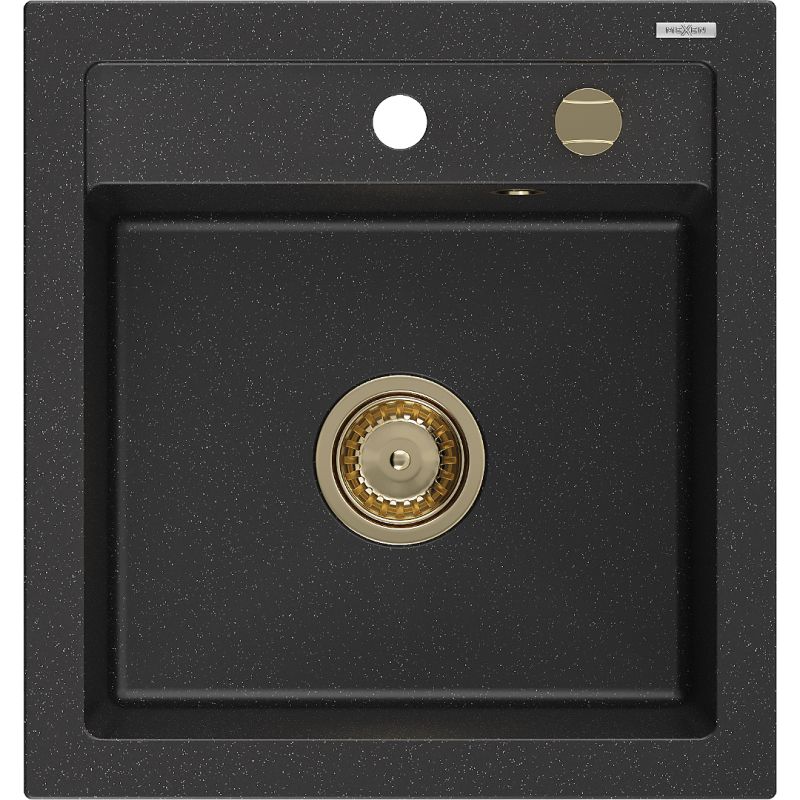 Zlewozmywak wpuszczany Mexen Vito 1-komorowy czarny/srebrny metalik 520x490 mm - 6503521000-73 1 szt.