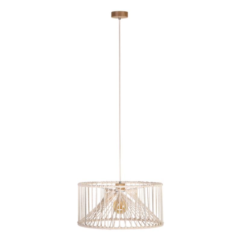 Drewniana Lampa Wisząca SPOT Light 1xE27 Max.15W LED Dąb Olejowany FSC z Kremowym Bawełnianym Sznurkiem, 1 szt.