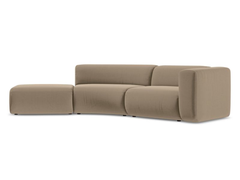 4-osobowa kanapa modułowa lewa Makamii Ekahi z tkaniny welwetowej 335x166 cm jasny beż 1 szt.