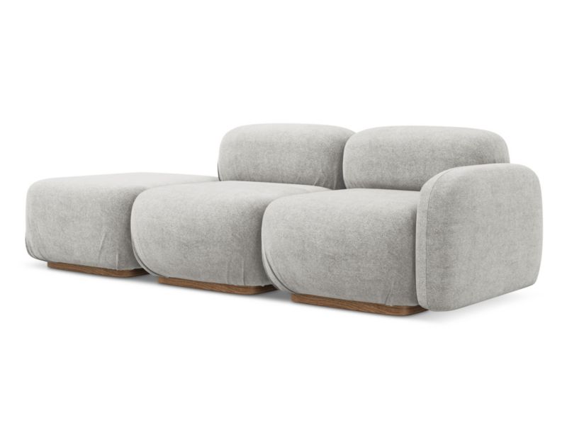 3-osobowa kanapa modułowa lewa Makamii Ailani z tkaniny bouclé 258x95 cm srebrny 1 szt.