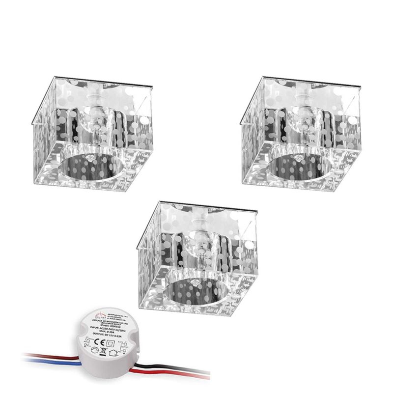 Zestaw Oczek Sufitowych SPOT Light 3xG4 LED 2,3W z zasilaczem, Transparentne Szkło, Polski Producent 3 szt.