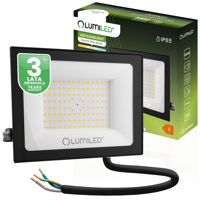Naświetlacz LED Lumiled 100W 9000lm 4000K IP65 Czarny 1 szt.
