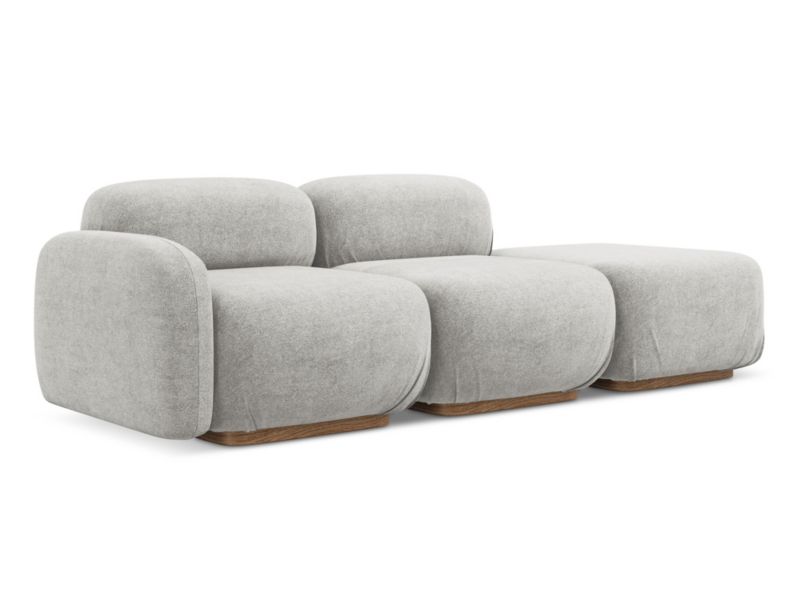 3-osobowa kanapa modułowa prawa Makamii Ailani z tkaniny bouclé 258x95 cm srebrny 1 szt.
